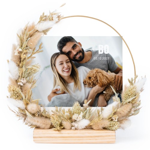 Krans met gedroogde bloemen en 13 fotokaarten