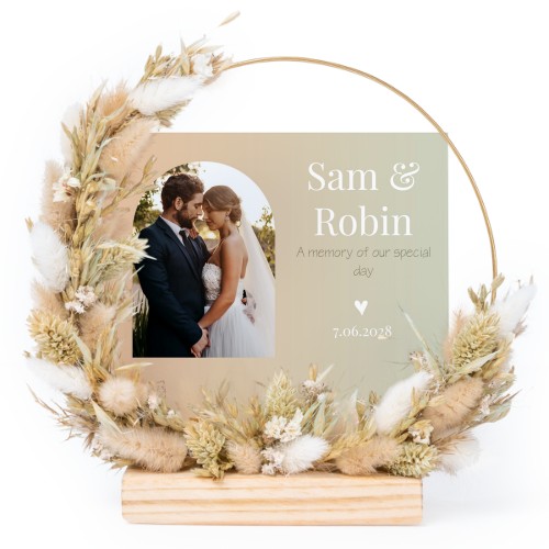 Krans met gedroogde bloemen en 13 fotokaarten