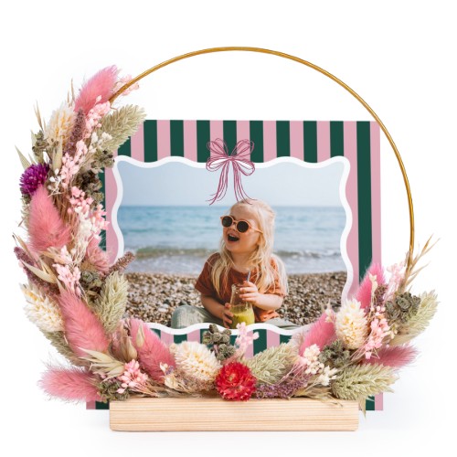 Dried flower wreath rose/purple with 1 photo card