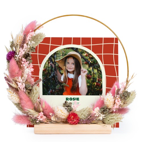 Dried flower wreath rose/purple with 1 photo card