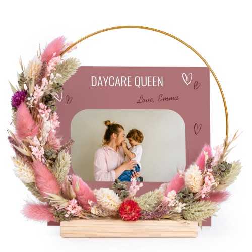 Dried flower wreath rose/purple with 1 photo card Dried flower wreath rose/purple with 1 photo card
