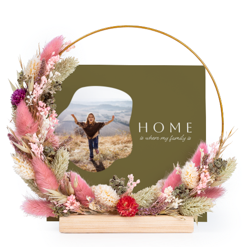 Dried flower wreath rose/purple with 1 photo card Dried flower wreath rose/purple with 1 photo card