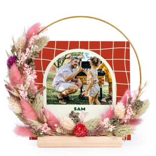 Kranssi kuivatuista kukista, vaaleanpunainen/violetti 1 kuvakortilla