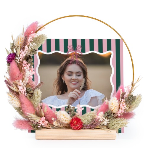 Trockenblumenkranz in Rosa-Violett mit 13 Karten