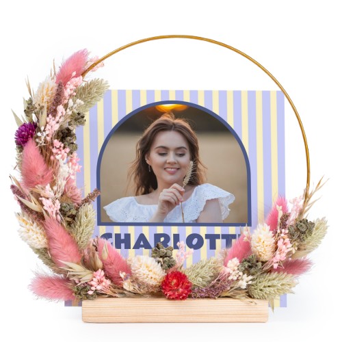 Trockenblumenkranz in Rosa-Violett mit 13 Karten