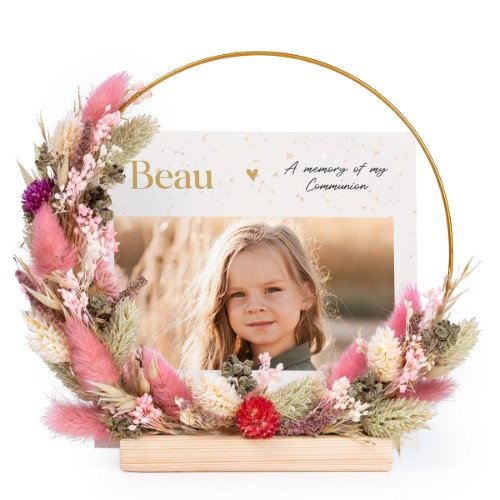 Dried flower wreath rose/purple with 13 photo cards