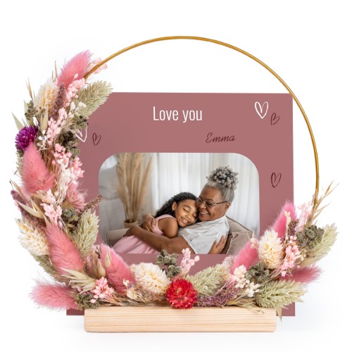 Dried flower wreath rose/purple with 13 photo cards Dried flower wreath rose/purple with 13 photo cards