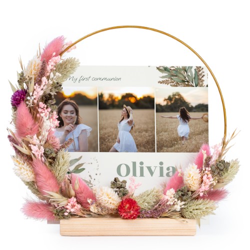 Couronne de fleurs sechées rose-violet avec 13 cartes Couronne de fleurs sechées rose-violet avec 13 cartes