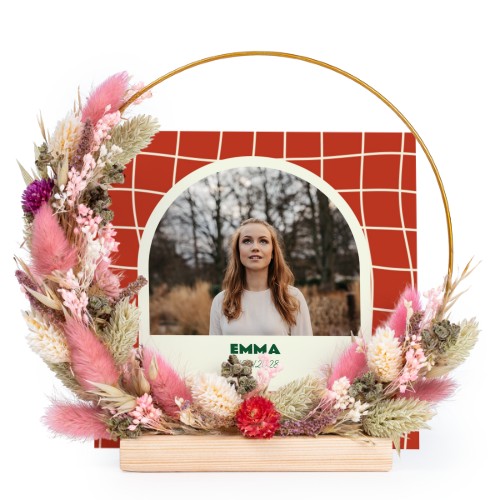 Dried flower wreath rose/purple with 13 photo cards