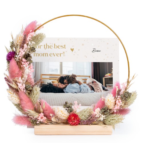 Dried flower wreath rose/purple with 13 photo cards