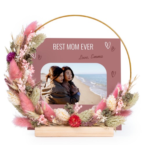 Trockenblumenkranz in Rosa-Violett mit 13 Karten