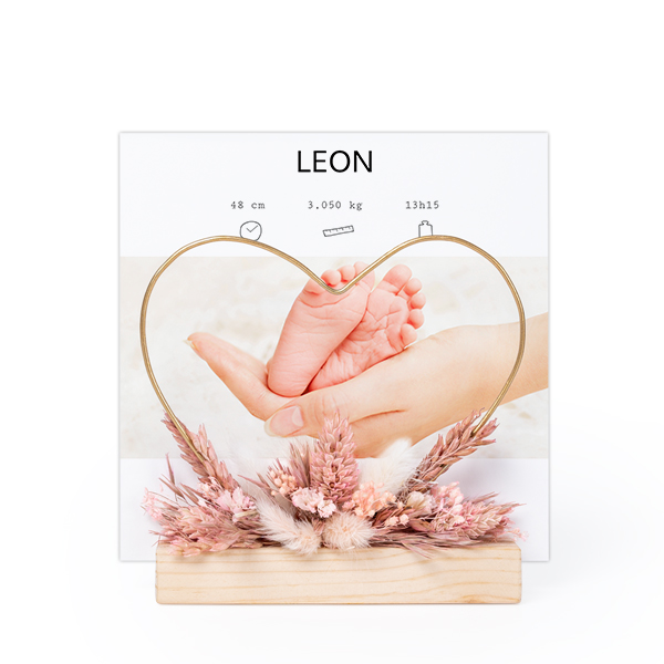 Heart and dried flowers with 1 photo card Heart and dried flowers with 1 photo card