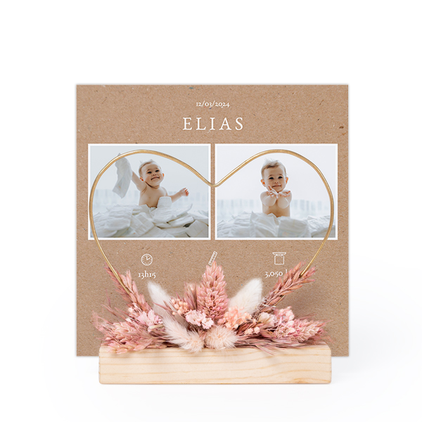 Heart and dried flowers with 1 photo card Heart and dried flowers with 1 photo card