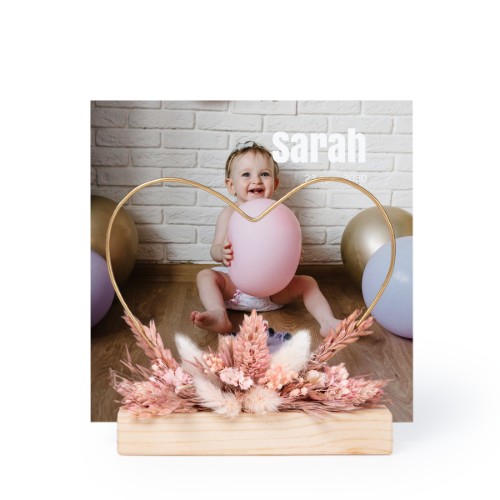 Cœur et fleurs séchées avec 1 carte