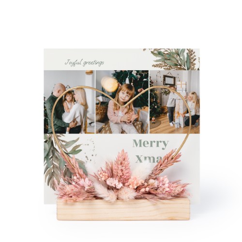 Cœur et fleurs séchées avec 1 carte