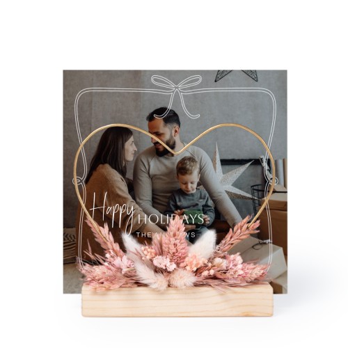 Herzring mit Trockenblumen und Karte