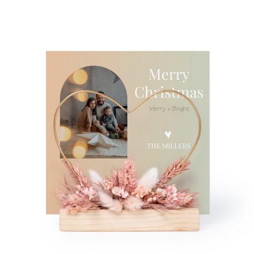 Cœur et fleurs séchées avec 1 carte