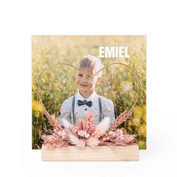 Heart and dried flowers with 1 photo card Heart and dried flowers with 1 photo card