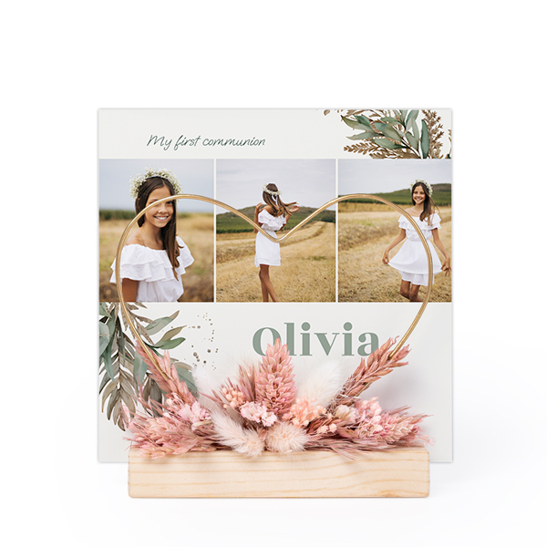 Heart and dried flowers with 1 photo card Heart and dried flowers with 1 photo card