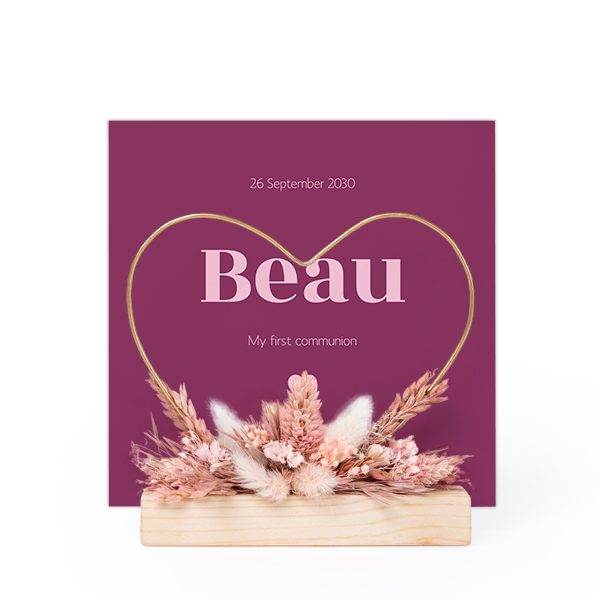 Heart and dried flowers with 1 photo card Heart and dried flowers with 1 photo card
