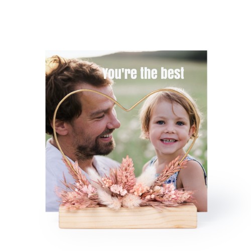 Cœur et fleurs séchées avec 1 carte
