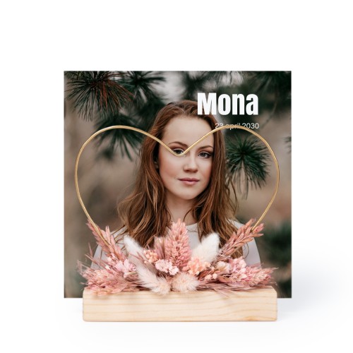 Hjerte og tørrede blomster med 1 fotokort Hjerte og tørrede blomster med 1 fotokort