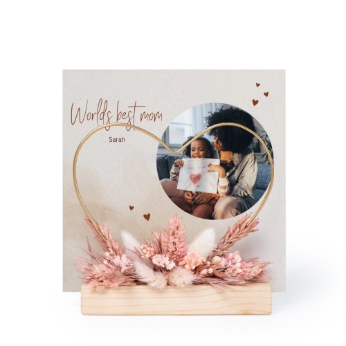 Heart and dried flowers with 1 photo card Heart and dried flowers with 1 photo card