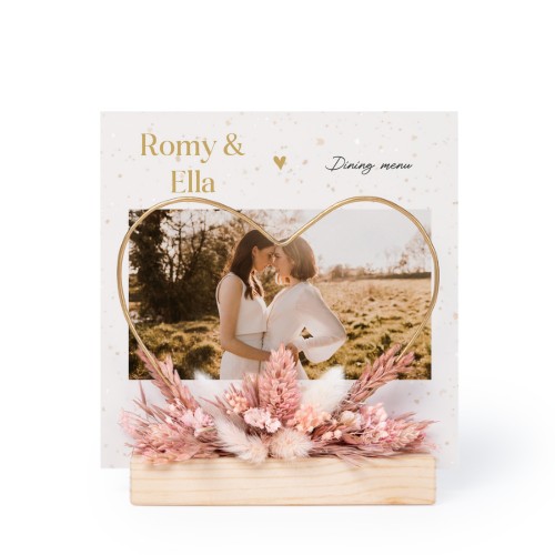 Hjerte og tørrede blomster med 1 fotokort Hjerte og tørrede blomster med 1 fotokort