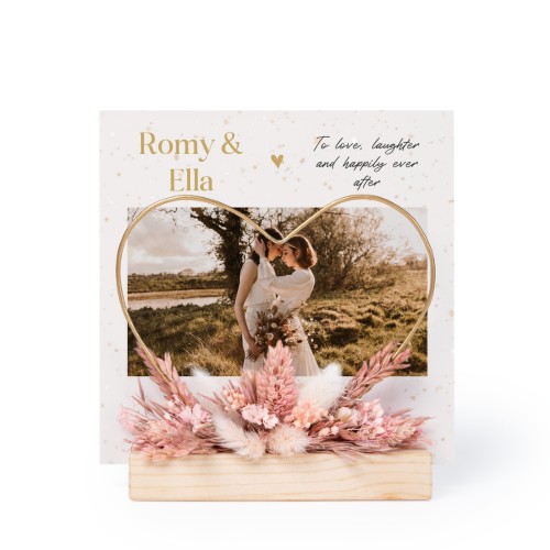 Hart en droogbloemen met 1 fotokaart