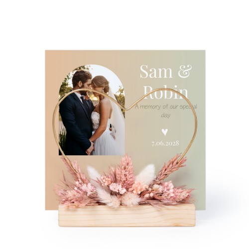 Hart en droogbloemen met 1 fotokaart