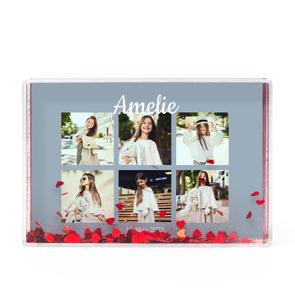 Photo frame with heart confetti