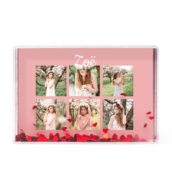 Photo frame with heart confetti