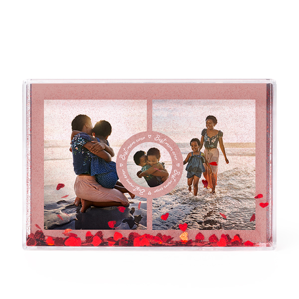 Photo frame with heart confetti