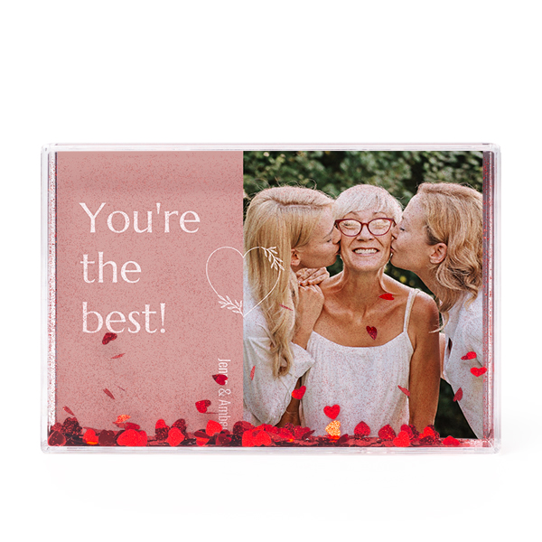 Photo frame with heart confetti