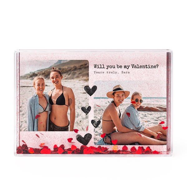 Photo frame with heart confetti