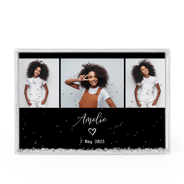 Photo frame with silver glitter