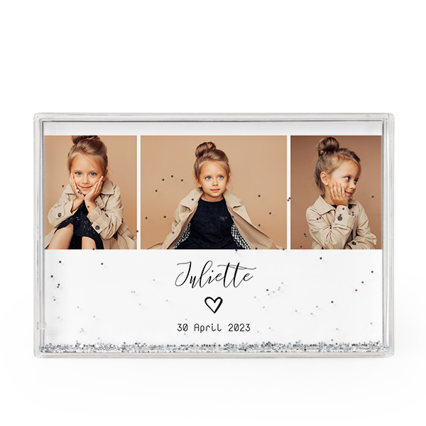 Photo frame with silver glitter