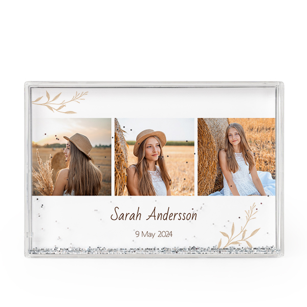 Photo frame with silver glitter