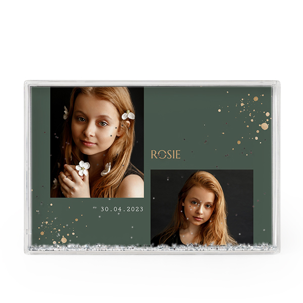 Photo frame with silver glitter Photo frame with silver glitter