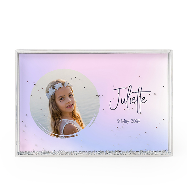 Photo frame with silver glitter