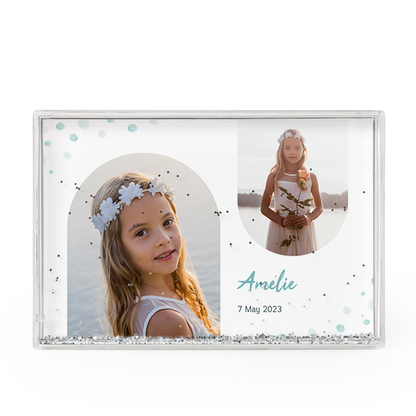 Photo frame with silver glitter