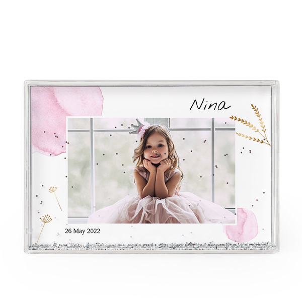 Photo frame with silver glitter Photo frame with silver glitter
