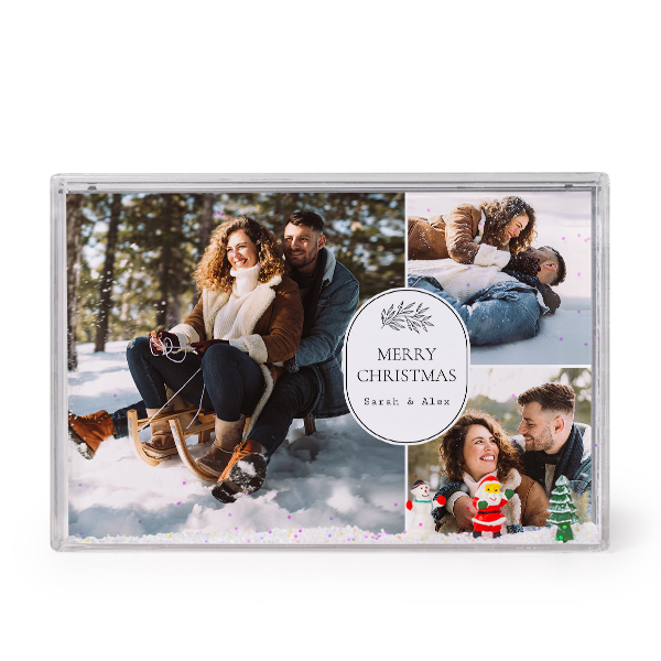 Photo frame with snow