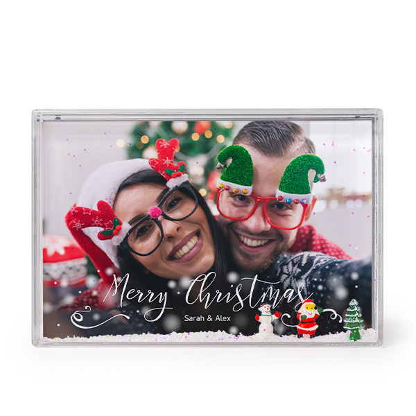 Photo frame with snow