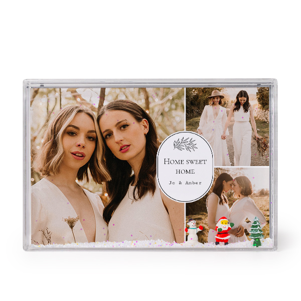 Photo frame with snow