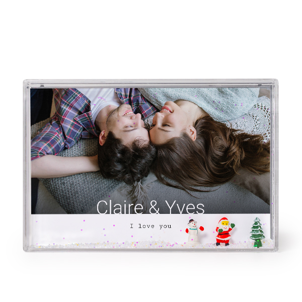 Photo frame with snow