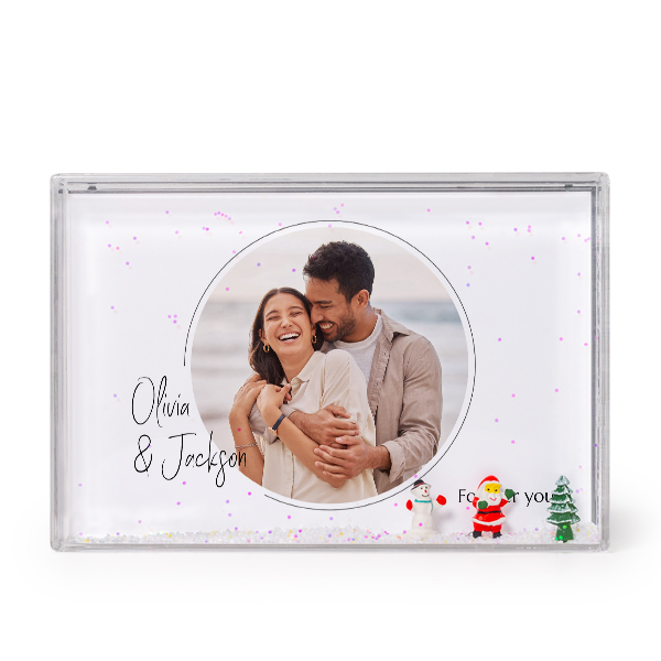 Photo frame with snow