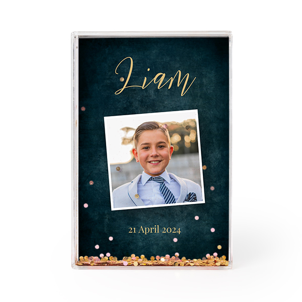 Fotoblok met gouden glitters Fotoblok met gouden glitters