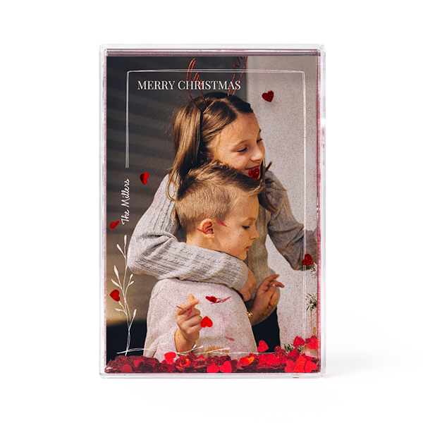 Photo frame with heart confetti