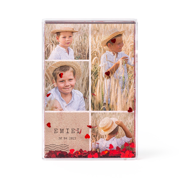 Photo frame with heart confetti